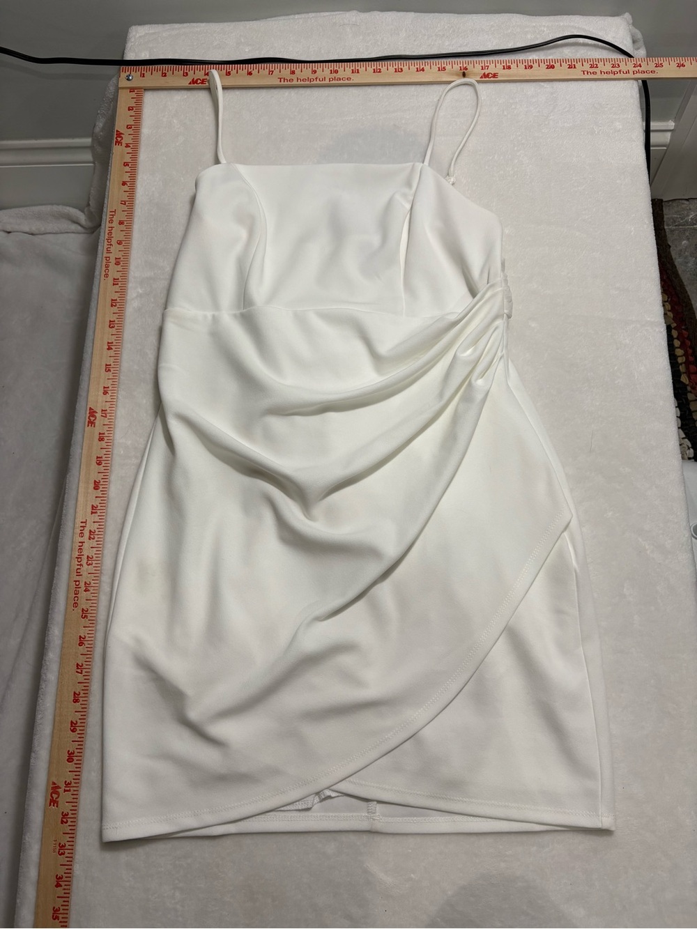 Crystal Doll White Draped Spaghetti Strap Dress